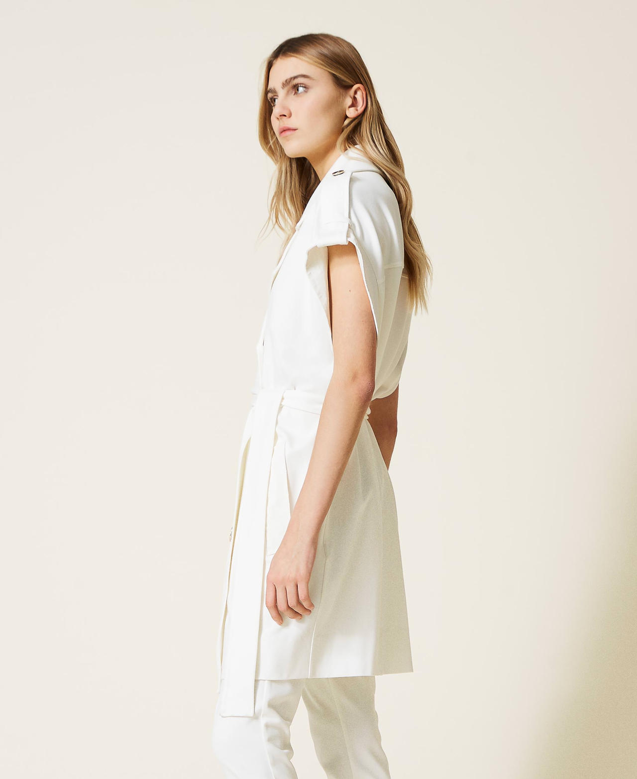 3510350 Off-White Belted Waistcoat
