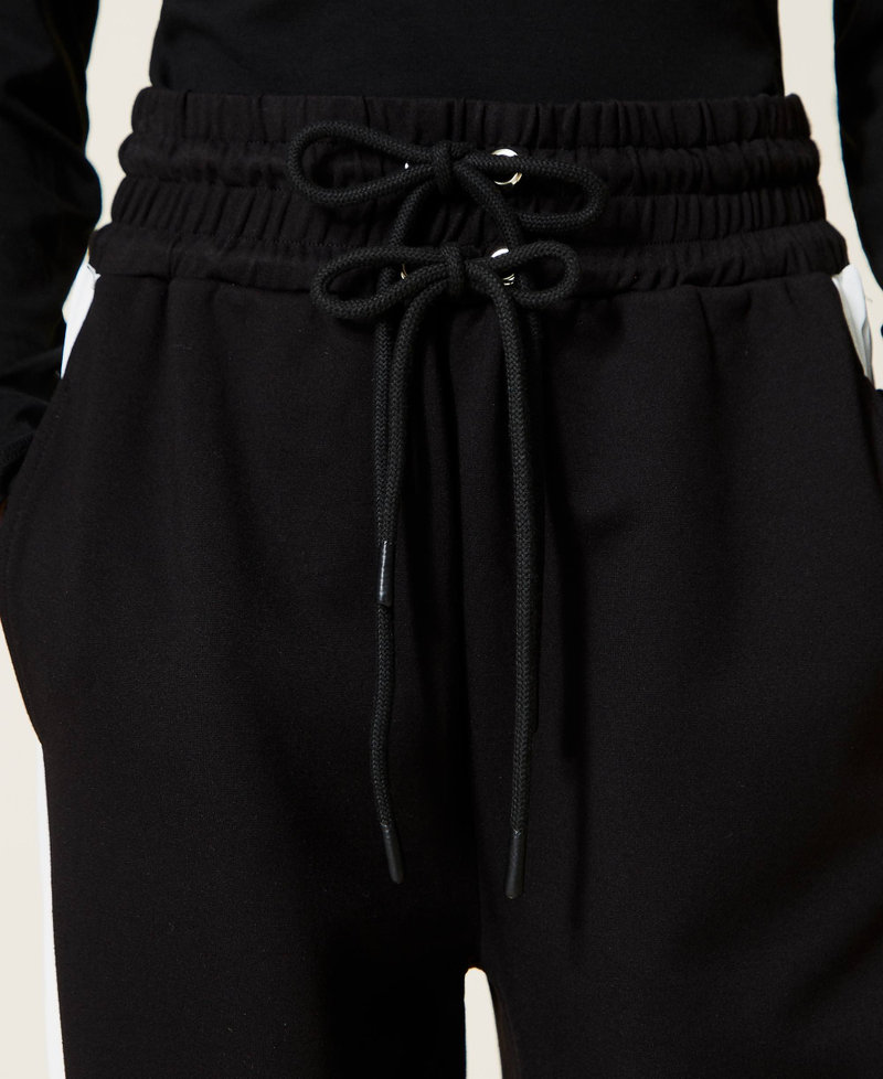 Pantaloni joggers con bande laterali Bicolor Nero / Bianco "Neve" Donna 221LL26QQ-04