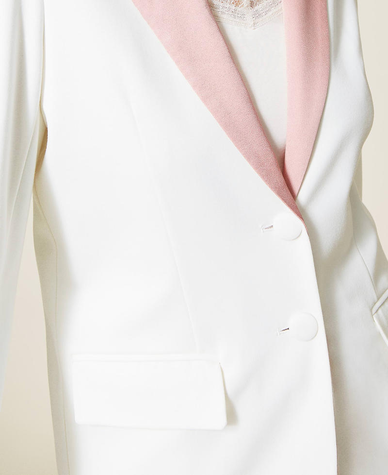 Blazer with inserts Two-tone "Snow" White / “Silver Pink” Woman 221LL26VV-05