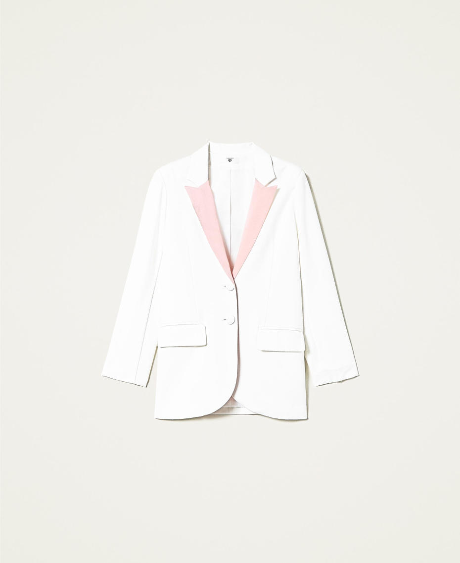 Блейзер со вставками Двухцветный Белый "Снег" / Розовый "Серебристо-розовый" женщина 221LL26VV-0S
