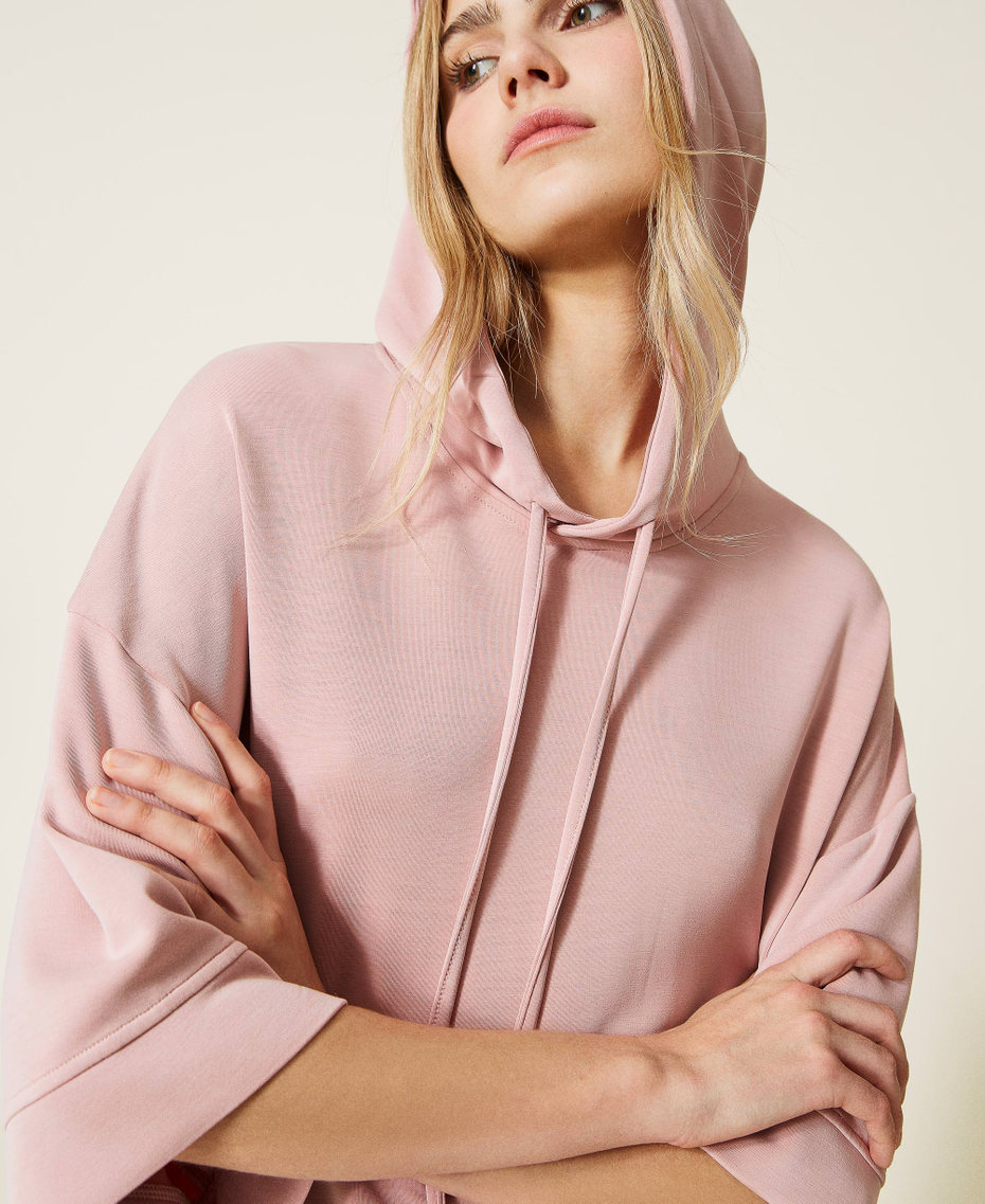 Felpa con cappuccio e gonna in scuba Rosa "Silver Pink" Donna 221LL2700_06695_01