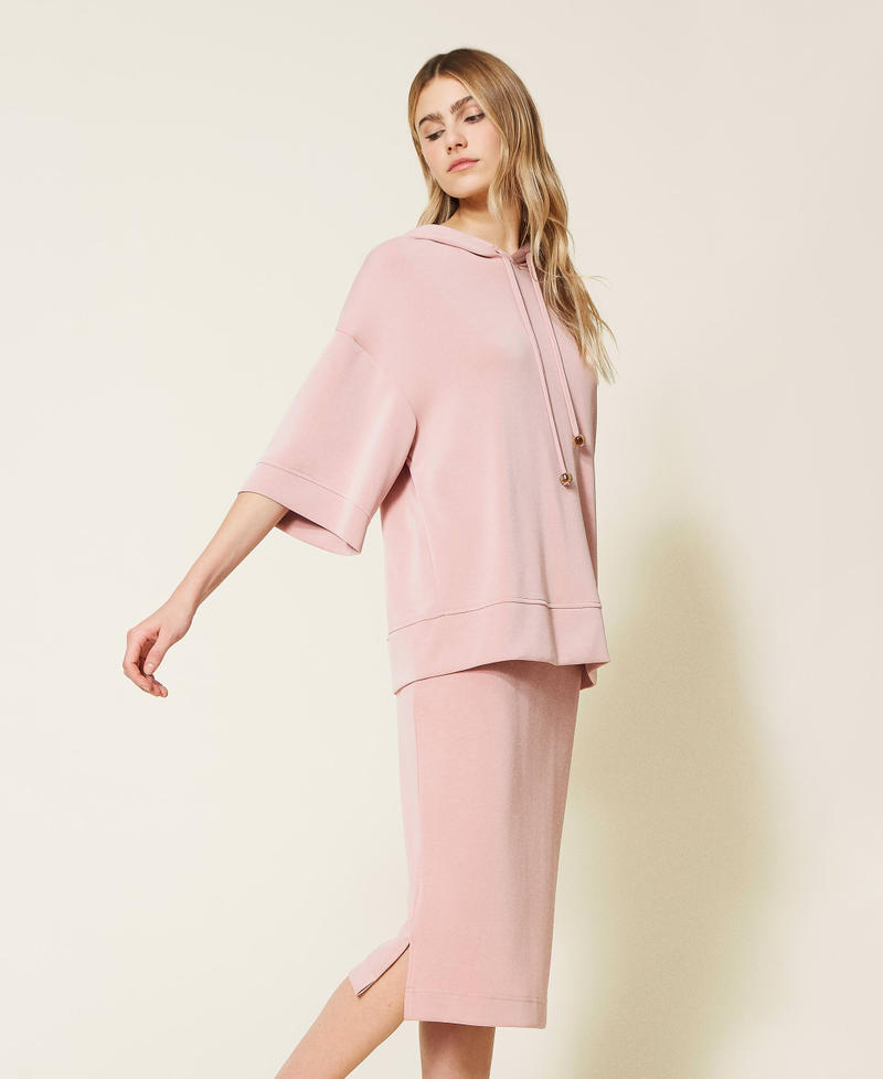 Felpa con cappuccio e gonna in scuba Rosa "Silver Pink" Donna 221LL2700_06695_02