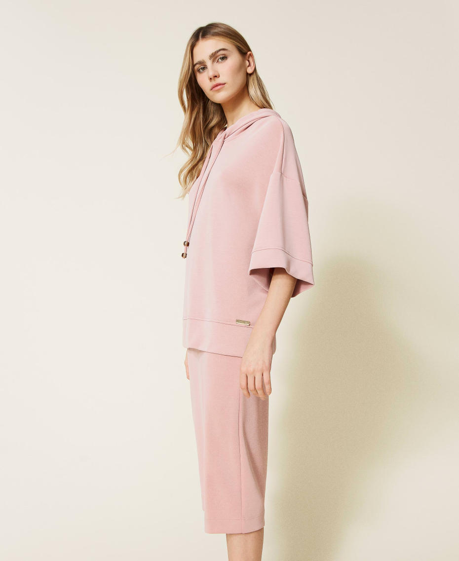 Felpa con cappuccio e gonna in scuba Rosa "Silver Pink" Donna 221LL2700_06695_03