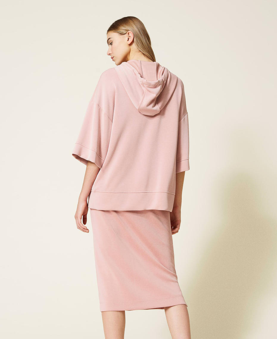 Felpa con cappuccio e gonna in scuba Rosa "Silver Pink" Donna 221LL2700_06695_04