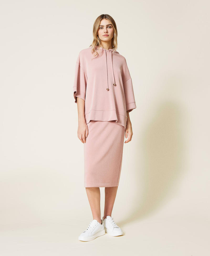 Felpa con cappuccio e gonna in scuba Rosa "Silver Pink" Donna 221LL2700_06695_05