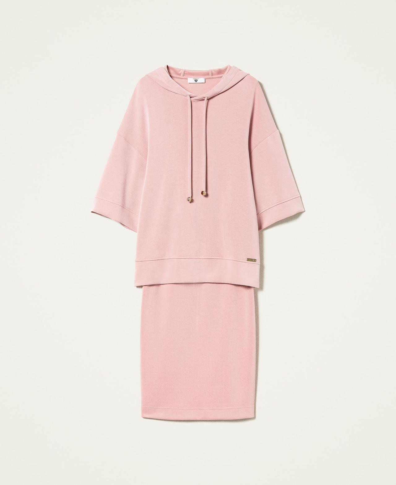 Felpa con cappuccio e gonna in scuba Rosa "Silver Pink" Donna 221LL2700_06695_0S