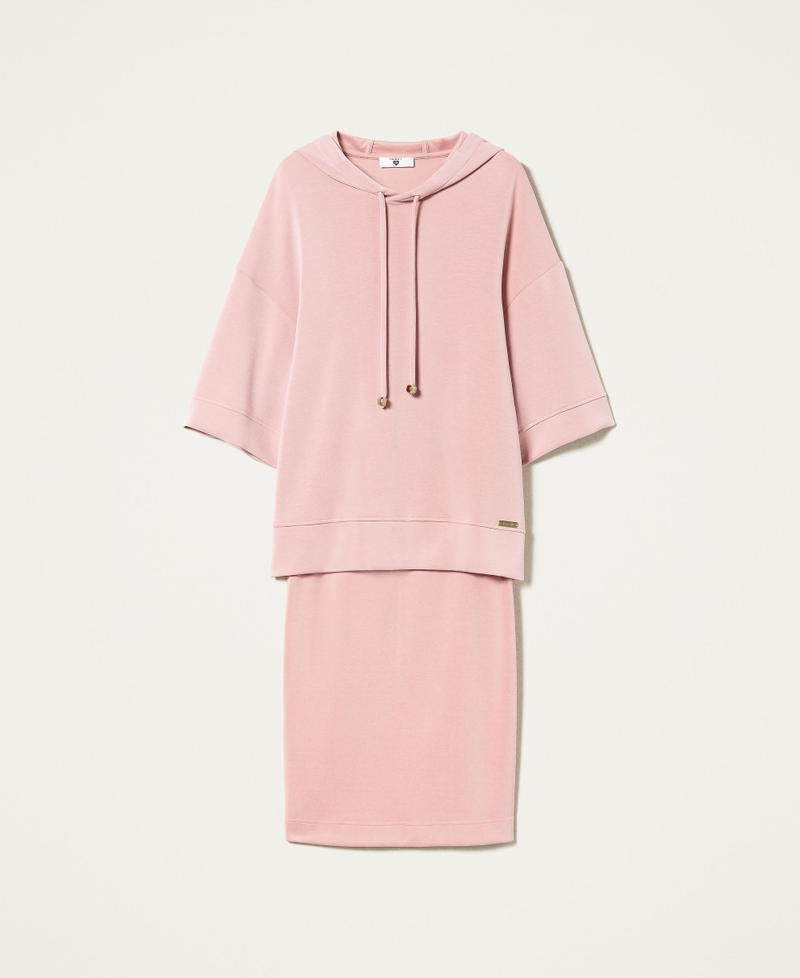 Felpa con cappuccio e gonna in scuba Rosa "Silver Pink" Donna 221LL2700_06695_0S