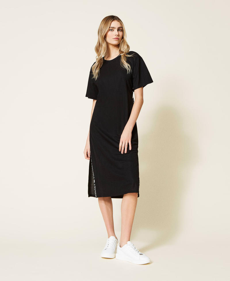 Midi dress with logo side bands