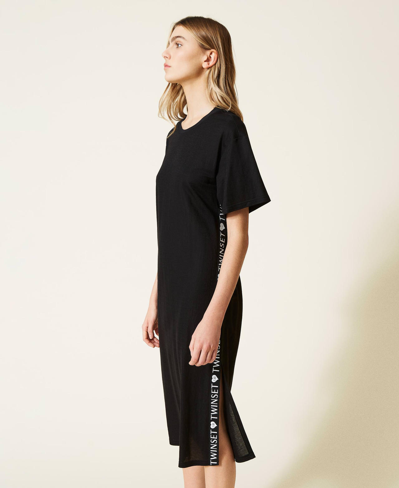 Midi dress with logo side bands