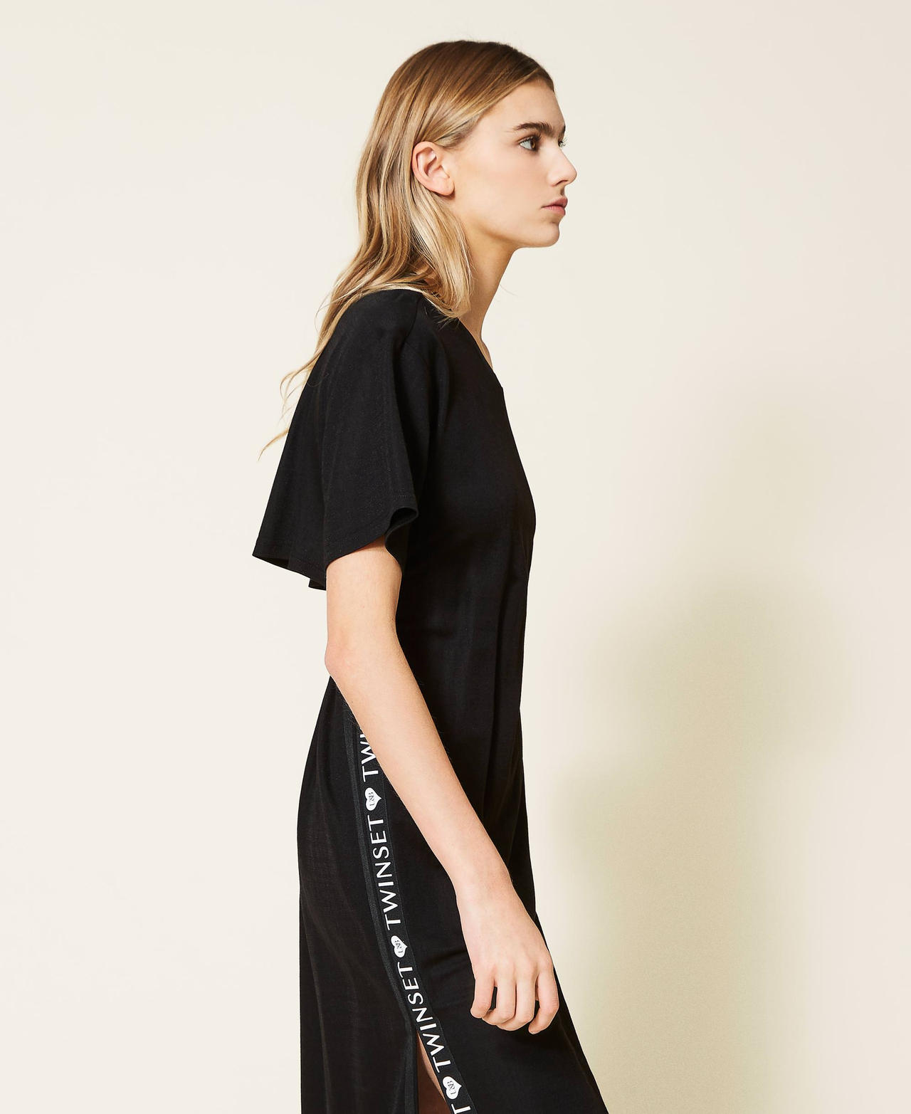 Midi dress with logo side bands
