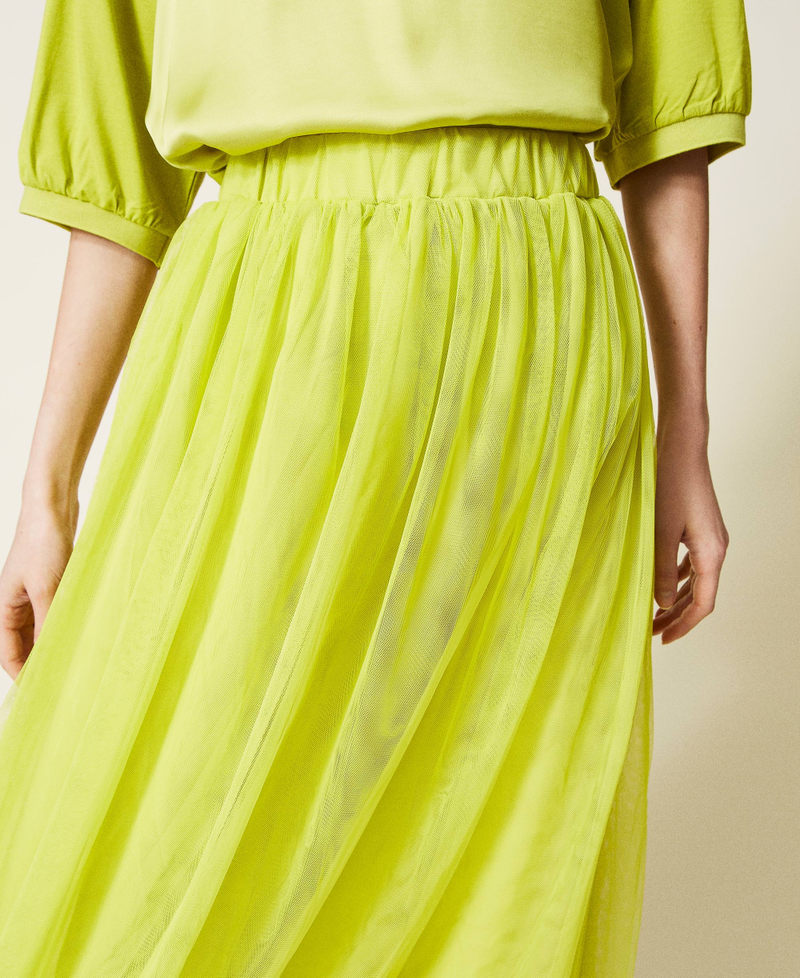 Pleated tulle long skirt Woman Green TWINSET Milano