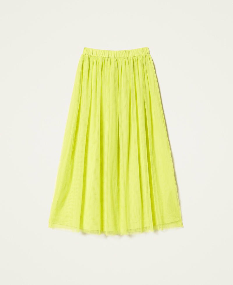 Pleated tulle long skirt