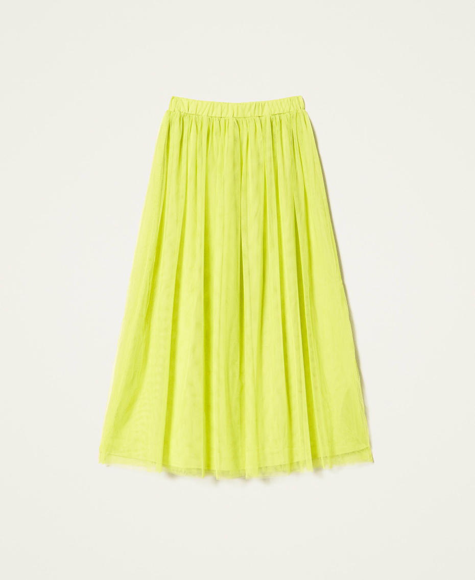 Pleated tulle long skirt