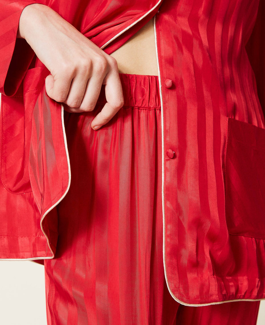 Pijama de raso jacquard Rojo Cereza Mujer 221LL2FAA-06
