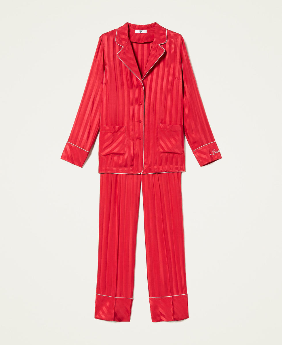 Pyjama en satin jacquard Femme Rouge TWINSET Milano
