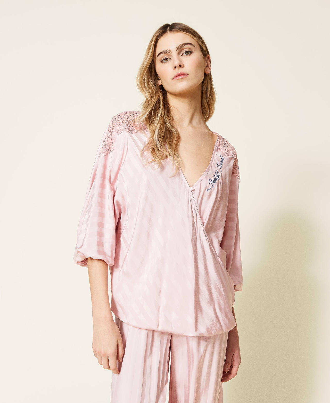 JACQUARD SATIN BLOUSE