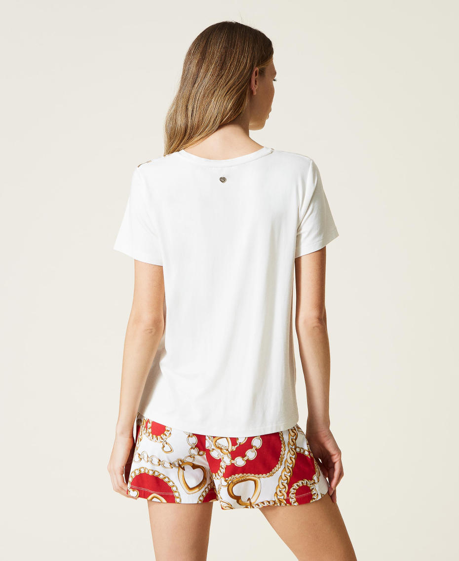 Pyjamas with laminated print Two-tone Ivory / Cherry Chain Print Woman 221LL2KAA-04