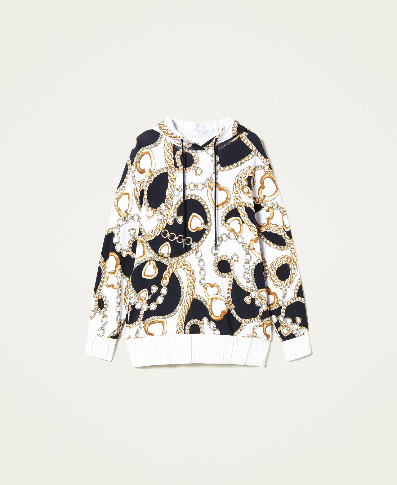 Sweat-shirt avec imprim&eacute; de c&oelig;urs et de cha&icirc;nes