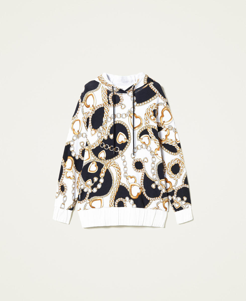 Heart and chain print hoodie