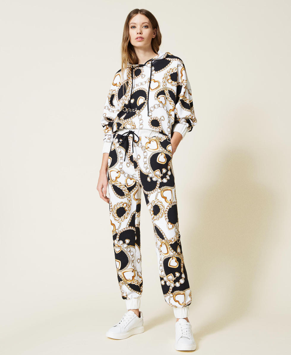 Pantalon de jogging en molleton imprime Femme Noir TWINSET Milano