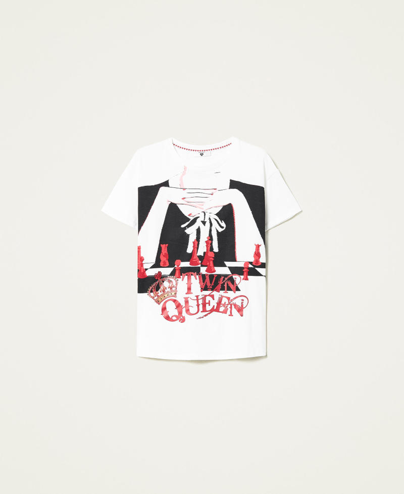 T-shirt avec imprimé Twin Queen Blanc "Ice" Femme 221LL2MAA-0S