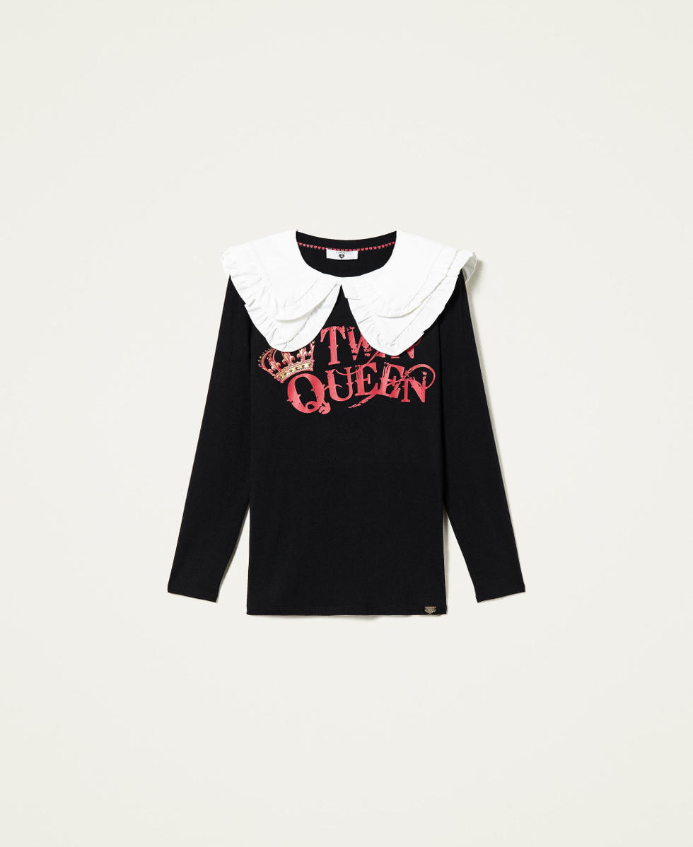 T-shirt with Twin Queen print and collar