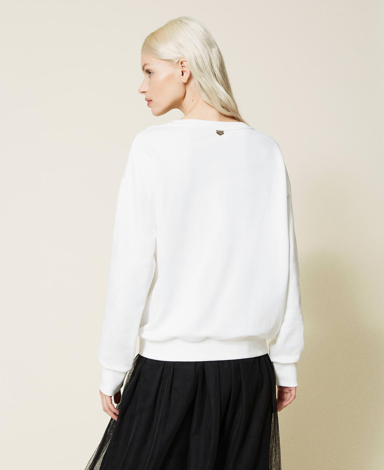 Sweatshirt mit „Twin Queen“-Print "Ice"-Weiß Frau 221LL2MCC-03