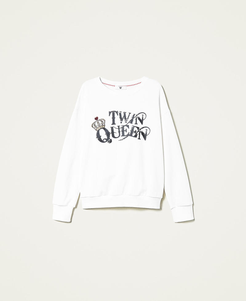 Sweatshirt with Twin Queen print "Ice" White Woman 221LL2MCC-0S