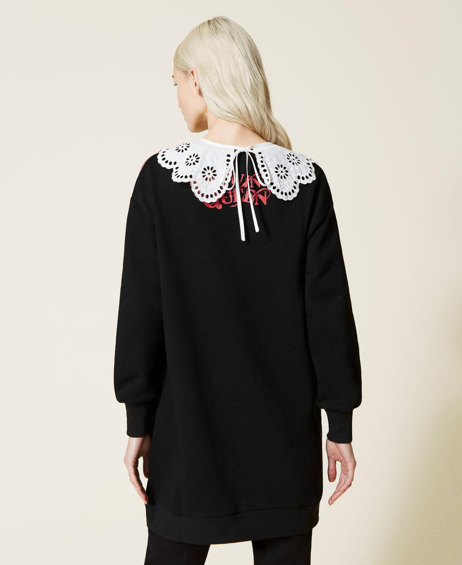 Maxi sweatshirt with Twin Queen print and collar Black Woman 221LL2MDD-04