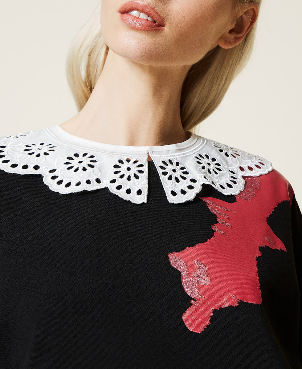 Maxi sweatshirt with Twin Queen print and collar