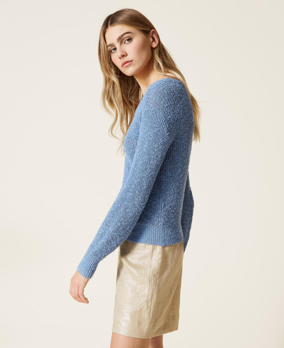 Regular jumper with crochet "Powder Blue" Woman 221LL31RR-04