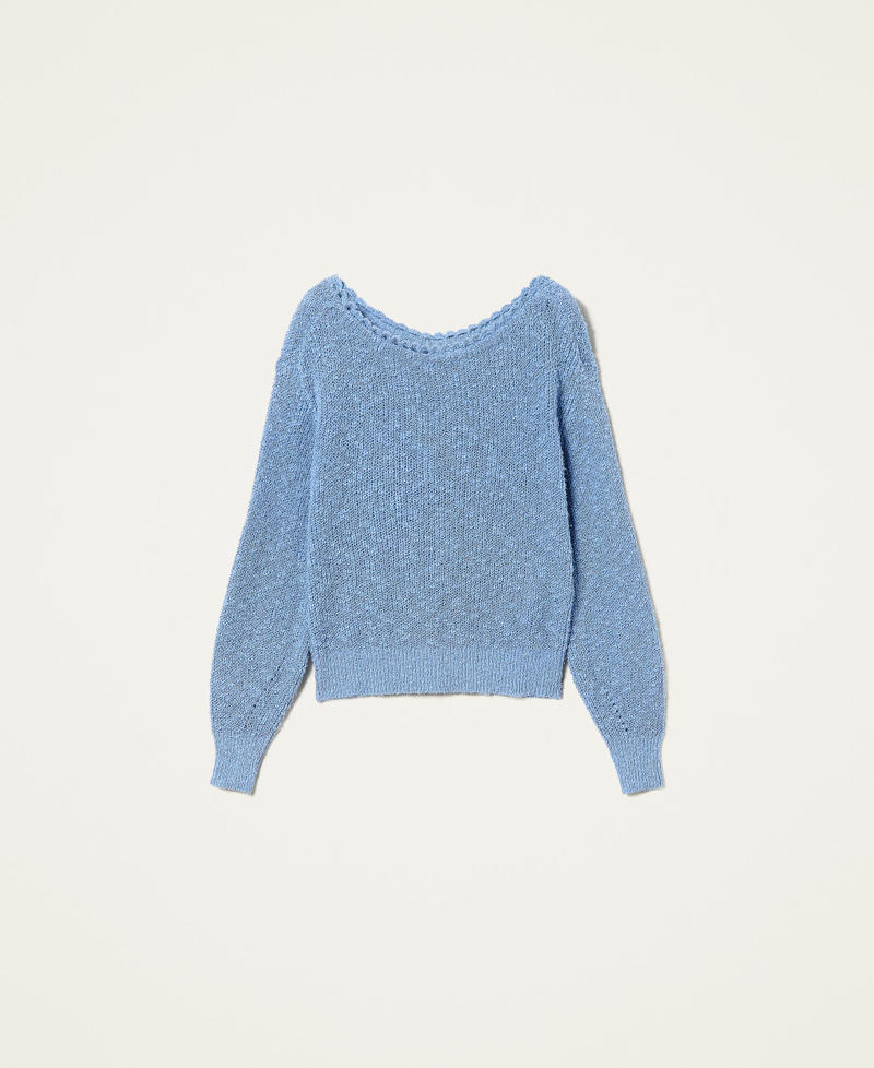 Regular jumper with crochet "Powder Blue" Woman 221LL31RR-0S