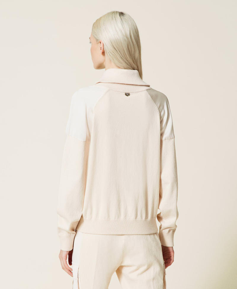 Regular jumper with inserts "Mystic White" Woman 221LL32AA_06692_03