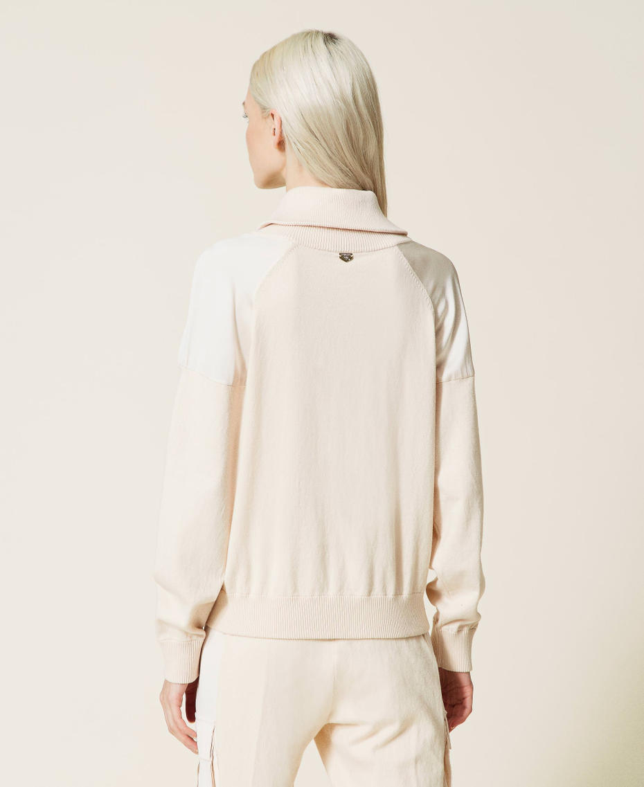 Regular jumper with inserts "Mystic White" Woman 221LL32AA_06692_03