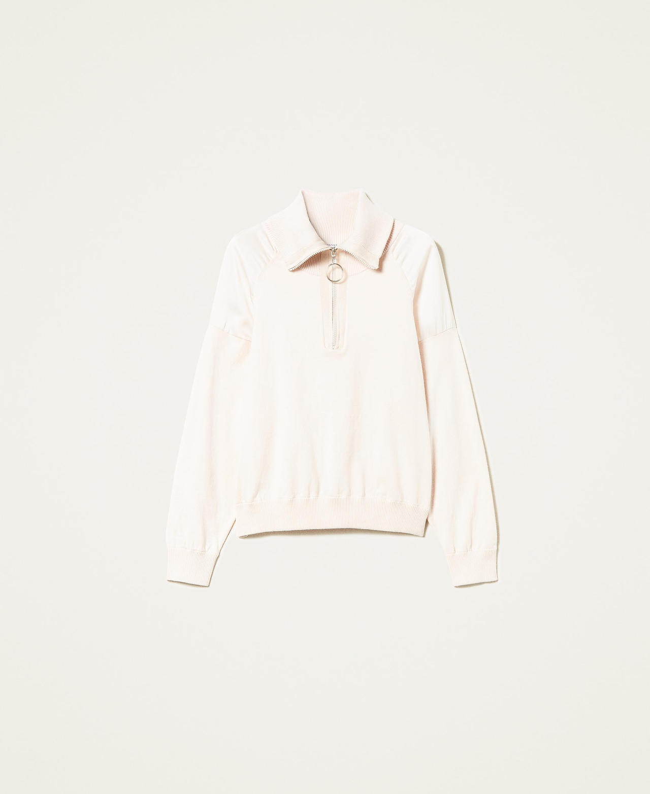 Regular jumper with inserts "Mystic White" Woman 221LL32AA_06692_0S