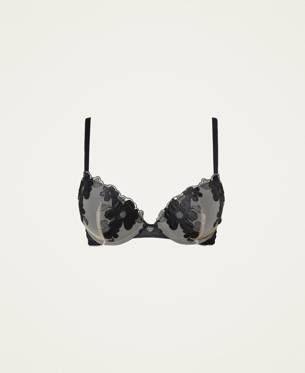 Push-up bra with embroidery Woman, Black