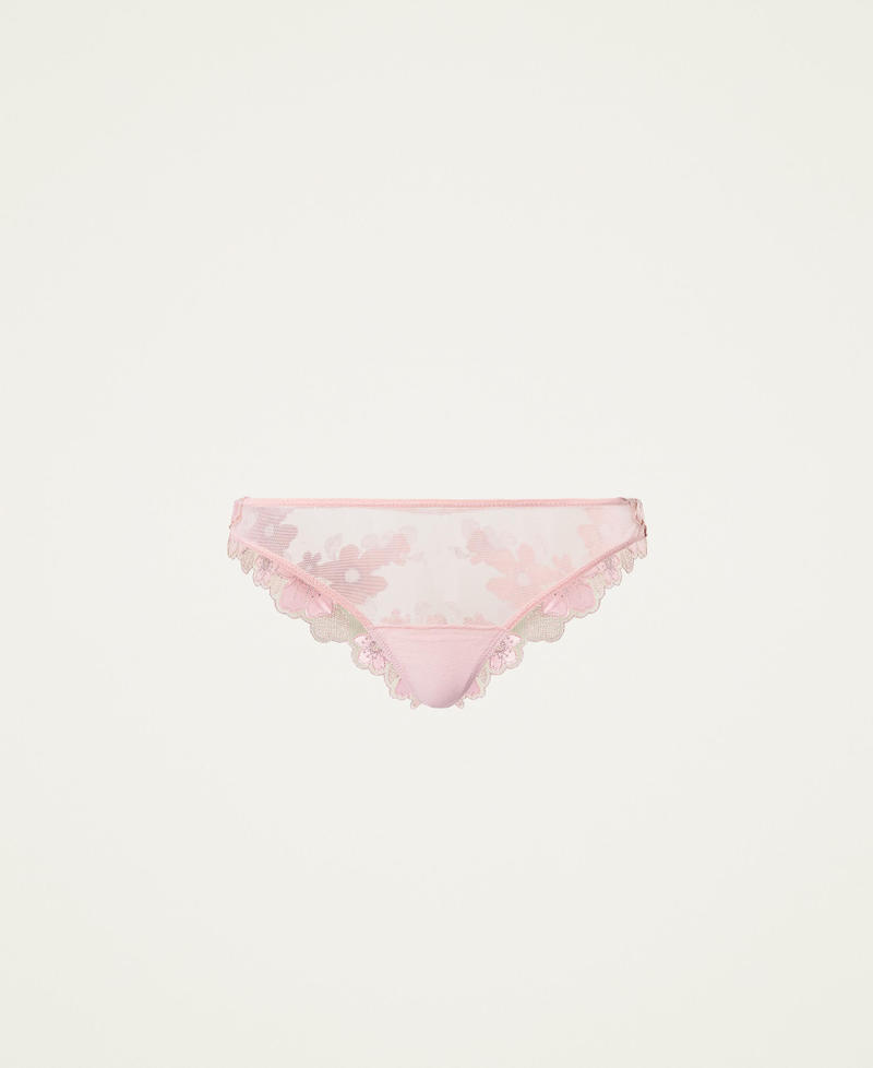 Tulle Brazilian briefs with embroidery