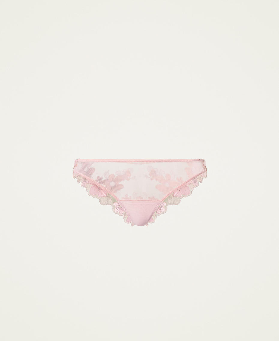 Tulle Brazilian briefs with embroidery