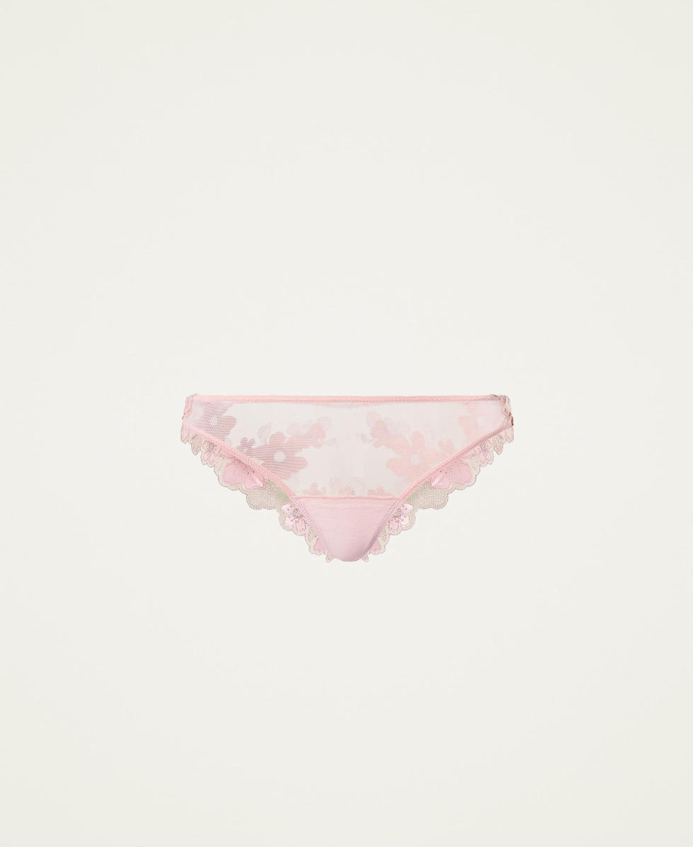 Slip brasiliana in tulle con ricamo Donna Rosa TWINSET Milano