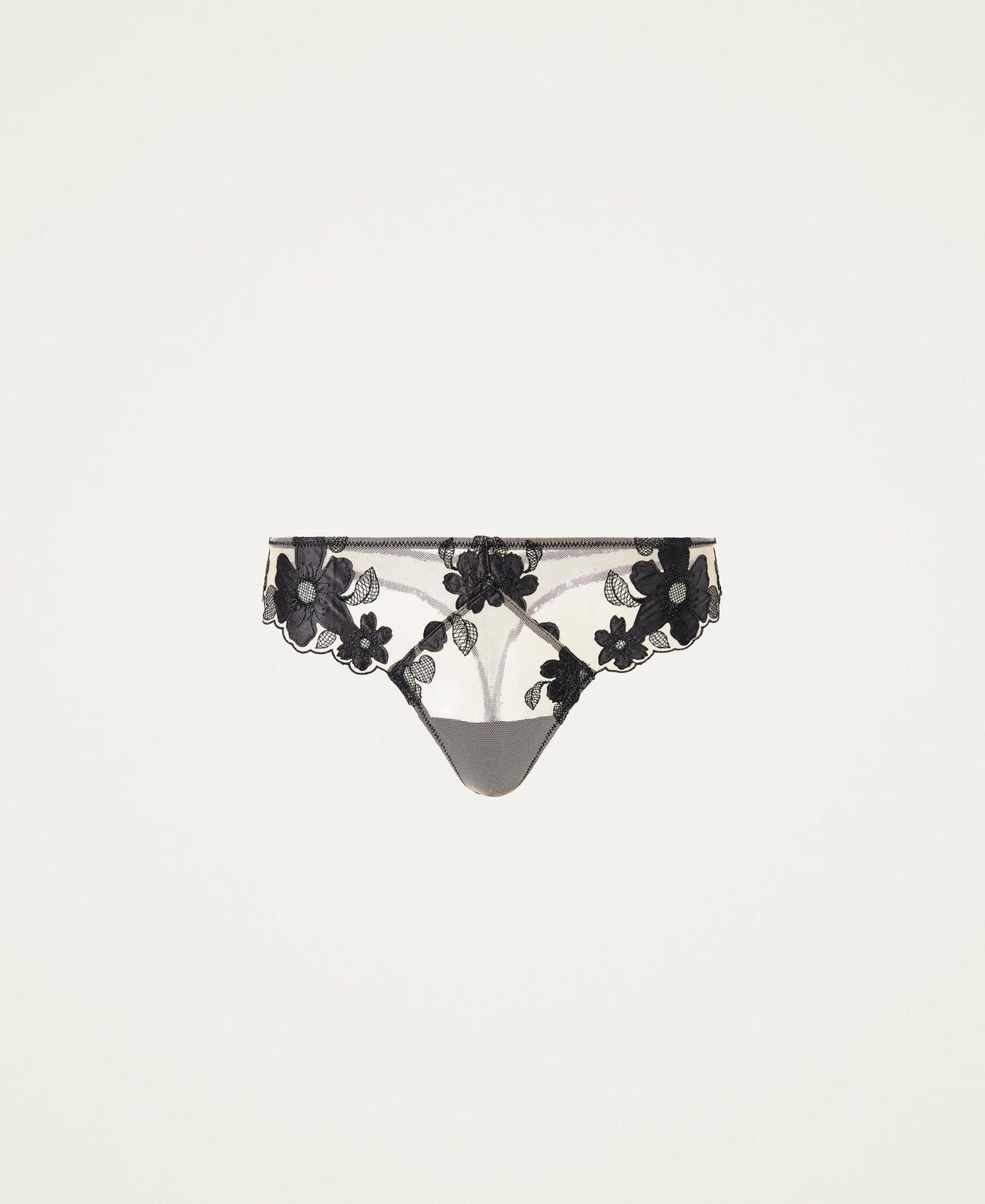 Tulle G-string with embroidery