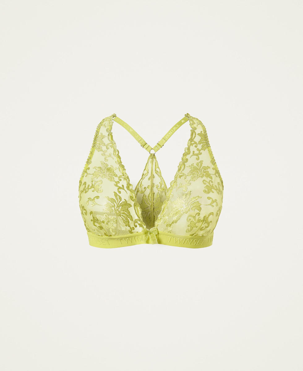 Leonisa Triangle lace bralette with buttonhole cutout - Green L
