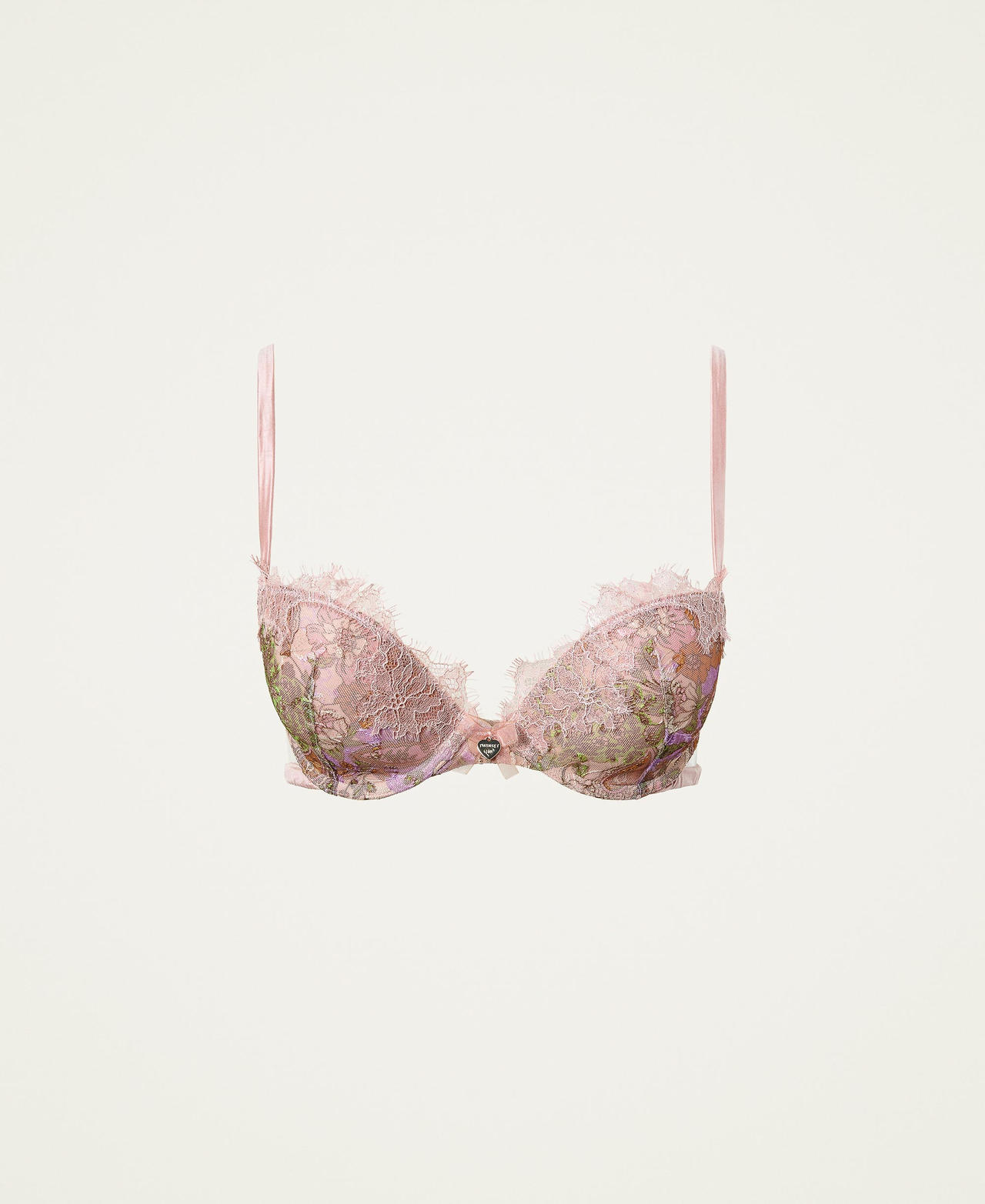 Printed tulle push-up bra