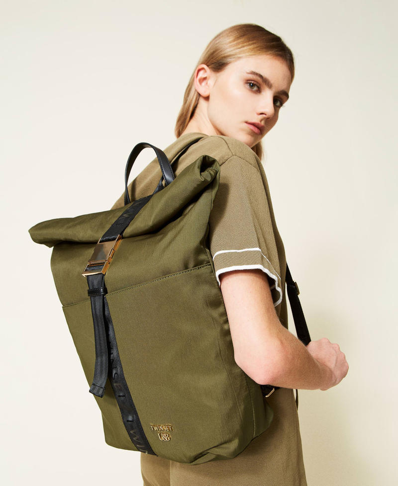 Technical fabric backpack "Olive" Green Woman 221LL7Z00-0S