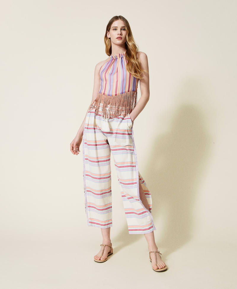 Striped jacquard trousers "Pastel Lilac” Stripe Woman 221LM2ABB-01