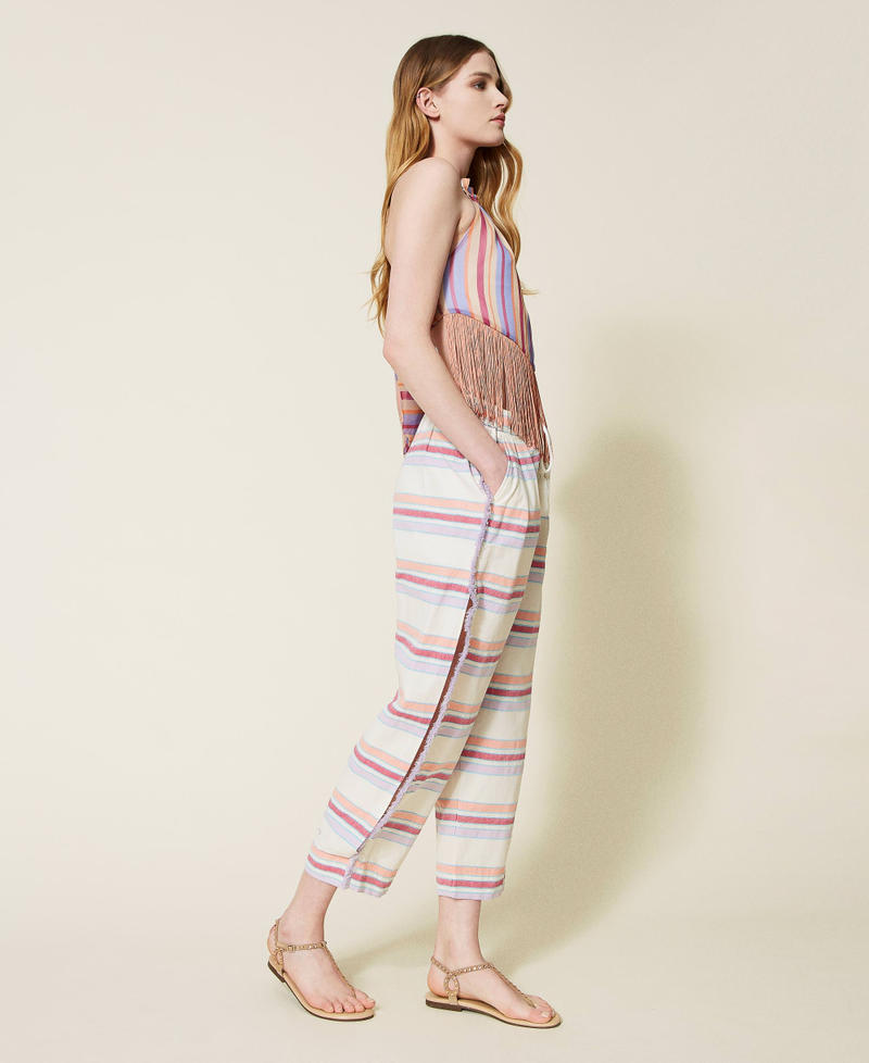 Striped jacquard trousers "Pastel Lilac” Stripe Woman 221LM2ABB-03