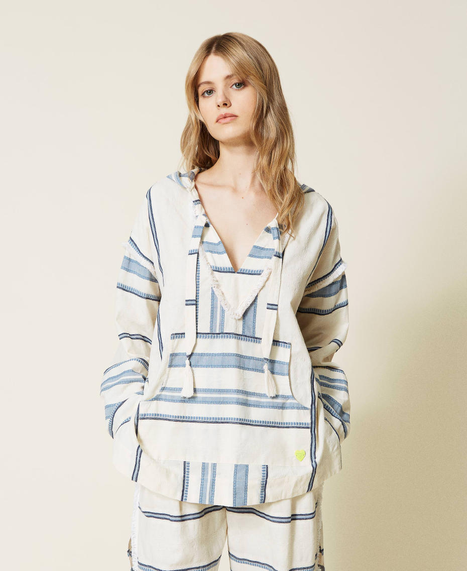 Striped jacquard blouse "Placid Blue” Stripe Woman 221LM2ACC-01