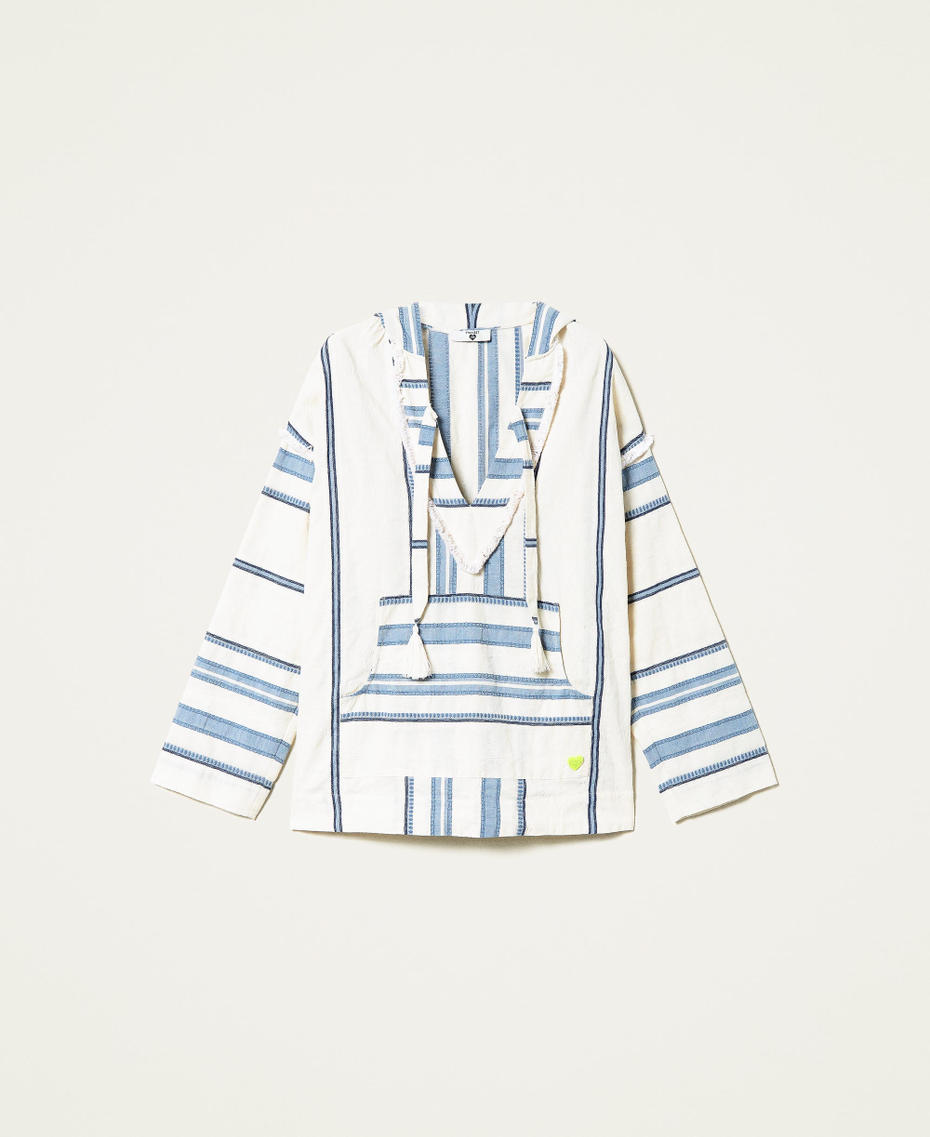 Striped jacquard blouse "Placid Blue” Stripe Woman 221LM2ACC-0S