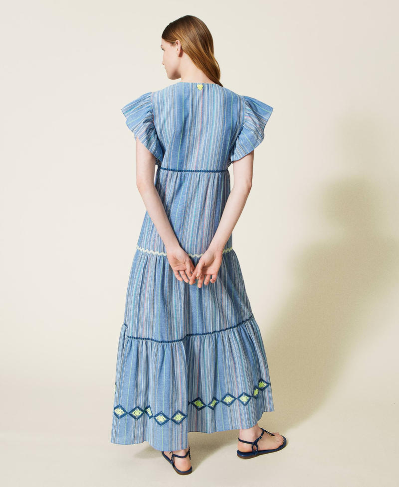 Длинное жаккардовое платье с вышивкой Разноцветная Полоска женщина 221LM2BAA-04