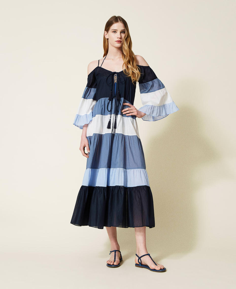 Langes Kaftankleid im Color-Block-Look
