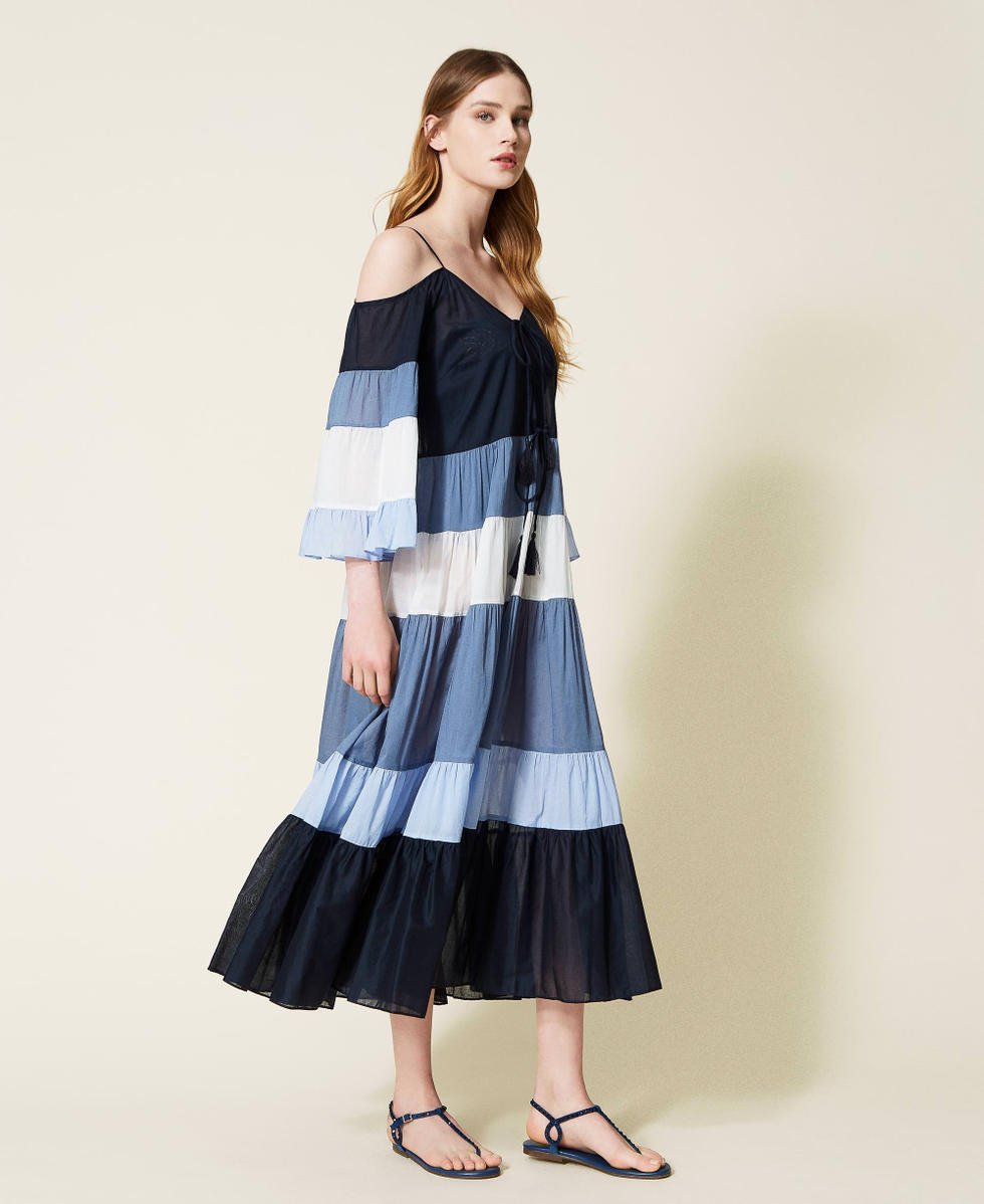 Abito caftano lungo color block